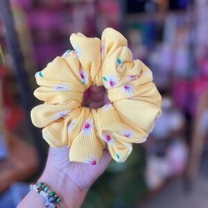 Yellow Floral Ruffled Hair Scrunchie